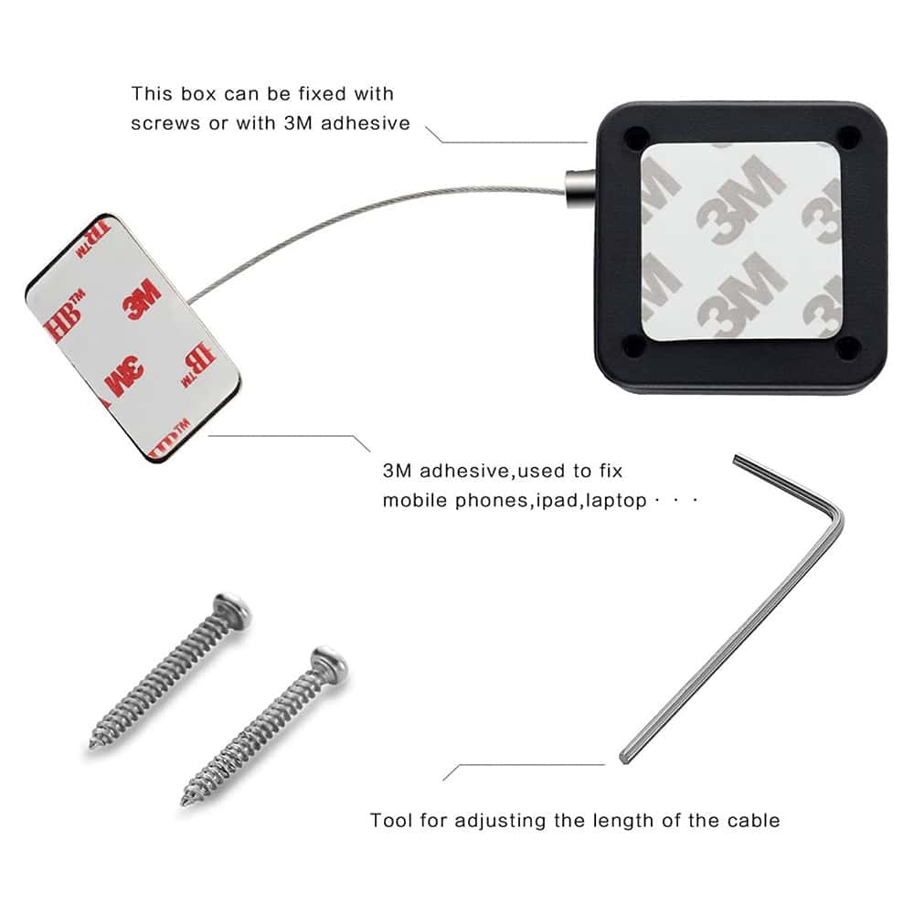 Anti-Theft Retractable 1M Cable Lock for Tablet Laptop Cell - 5 Pack - Image 5