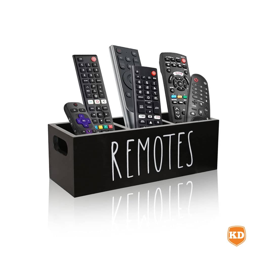 Black Wooden Farmhouse Remote Control Holder Storage Organizer - Image 3
