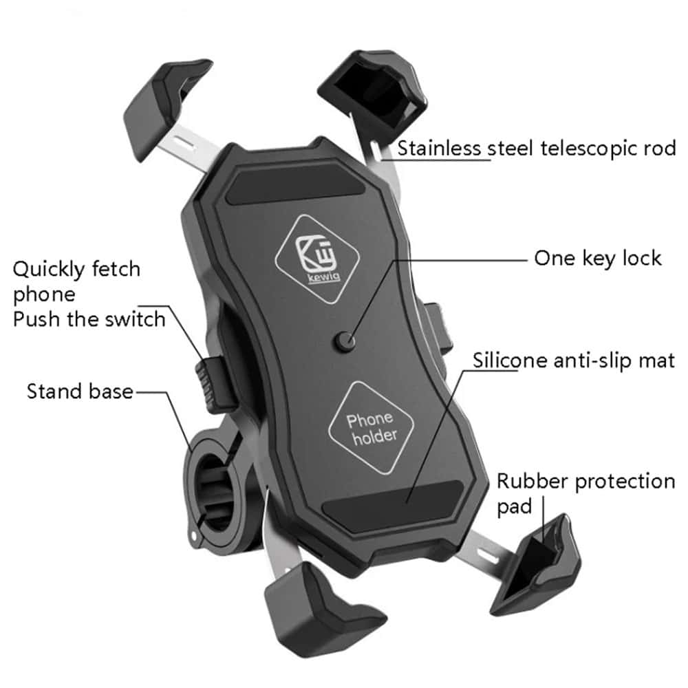 Bike Handlebar Auto Lock Phone Holder Wired Wireless Charger - Image 5