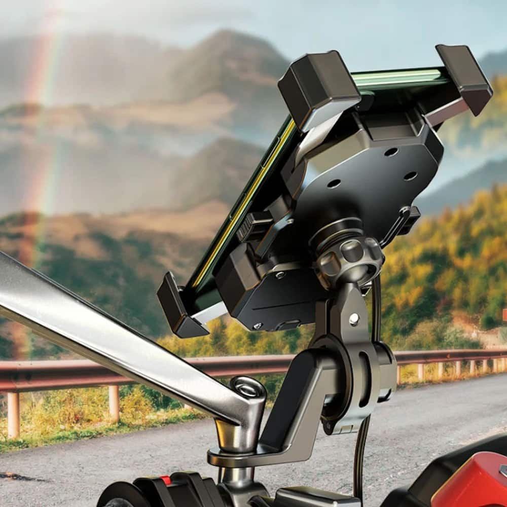 Bike Handlebar Auto Lock Phone Holder Wired Wireless Charger - Image 6