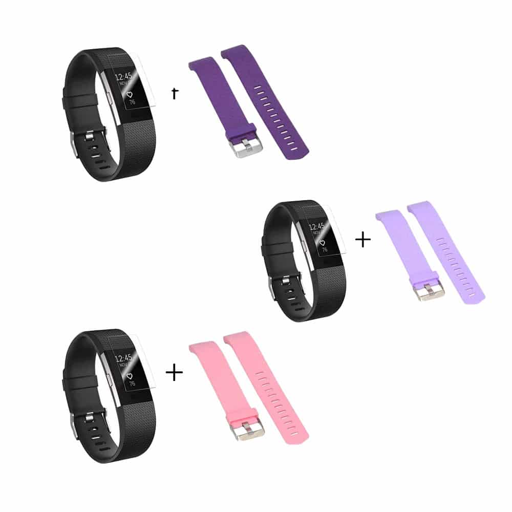 Silicone Strap & TPU Film Combo for Fitbit Charge 2