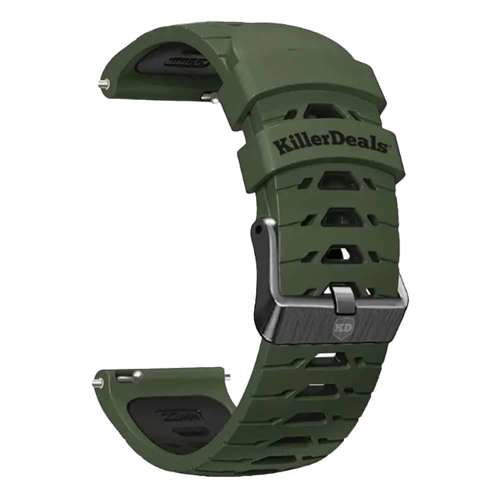 20mm Universal Watch Silicone Strap for Garmin Samsung Huawei - Dark Green & Black