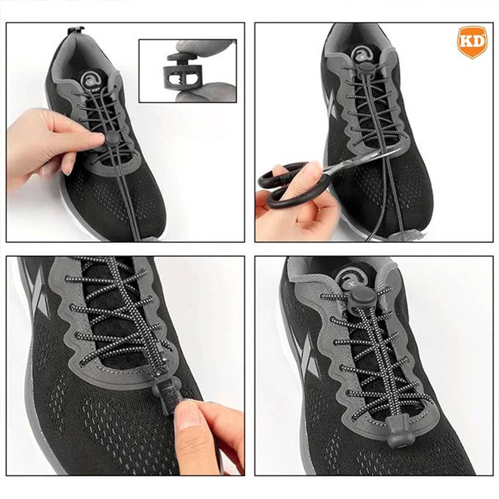 Elastic No Tie Speed Shoelaces- Black /Orange/Purple Combo - Image 5