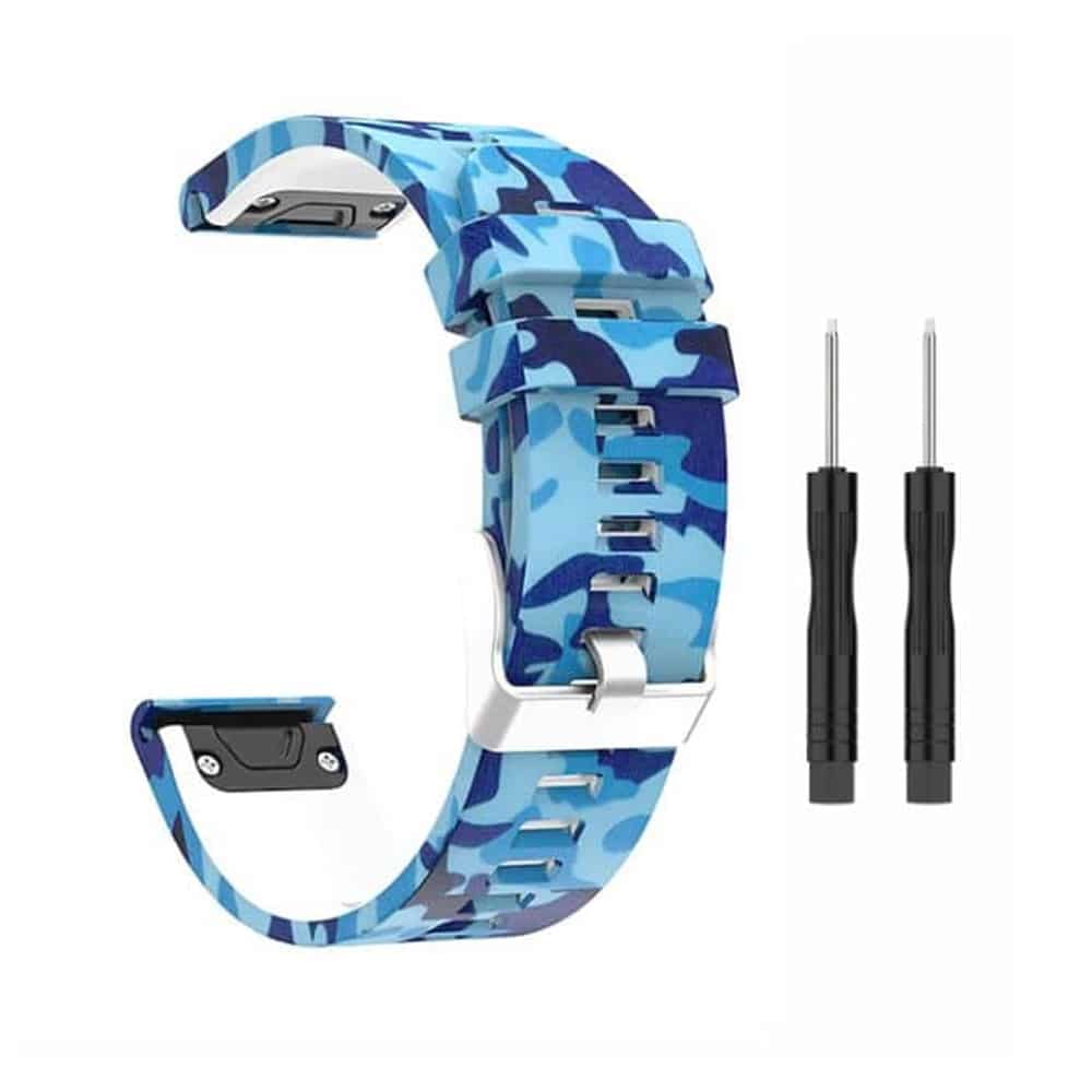 22mm Silicone Strap for Garmin Fenix 5/ 6/ 7/ 935/ 945/ S60 - Camo Blue