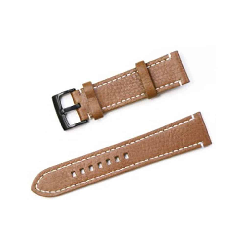 22mm Leather Strap for Samsung Gear S3 Frontier/ Amazfit Pace - Light Brown