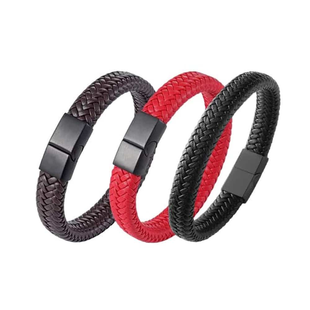 Unisex Vegan Leather Bracelet w/ Steel Clasp- M/L