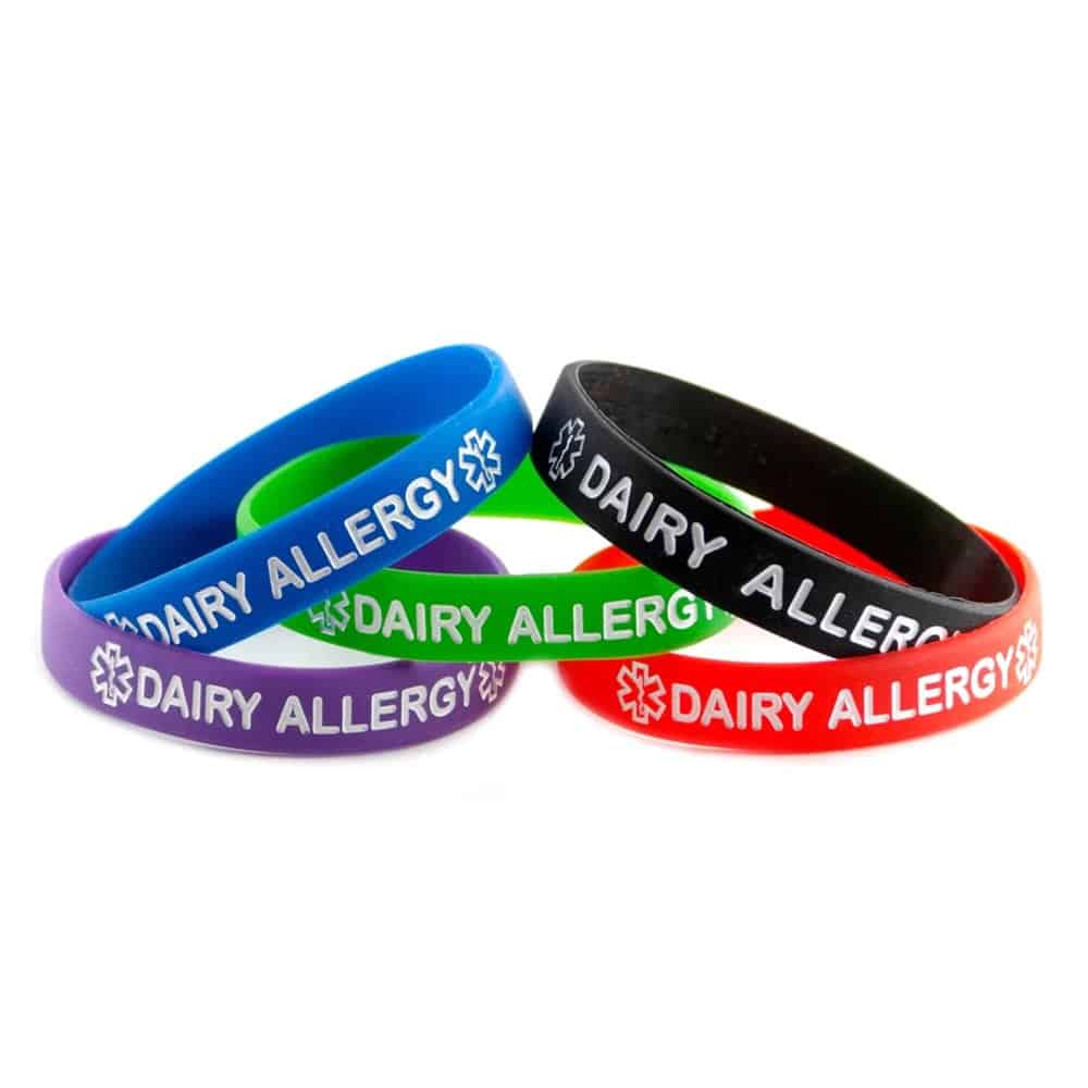 Emergency Dairy Allergy Medical Alert Silicone Bracelet x5