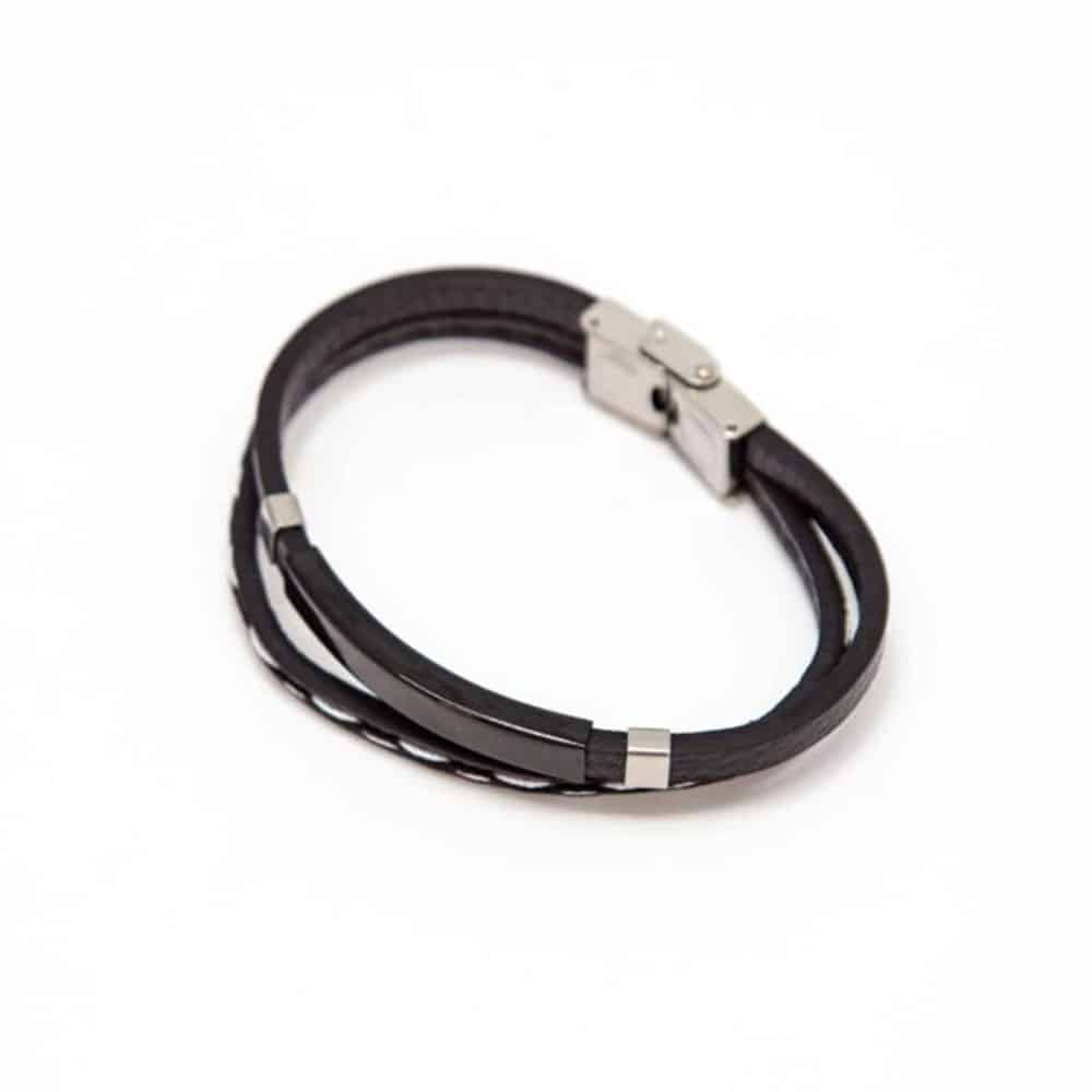 PU Vegan Leather & Stainless Steel Style Unisex Bracelet- M/L - Image 8