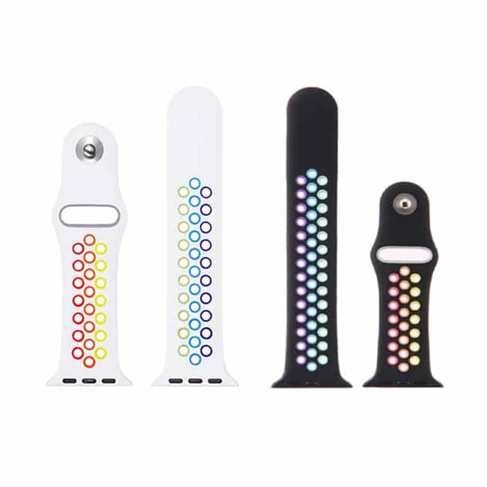 Silicone Strap for 42/44/45mm Apple Watch- Rainbow