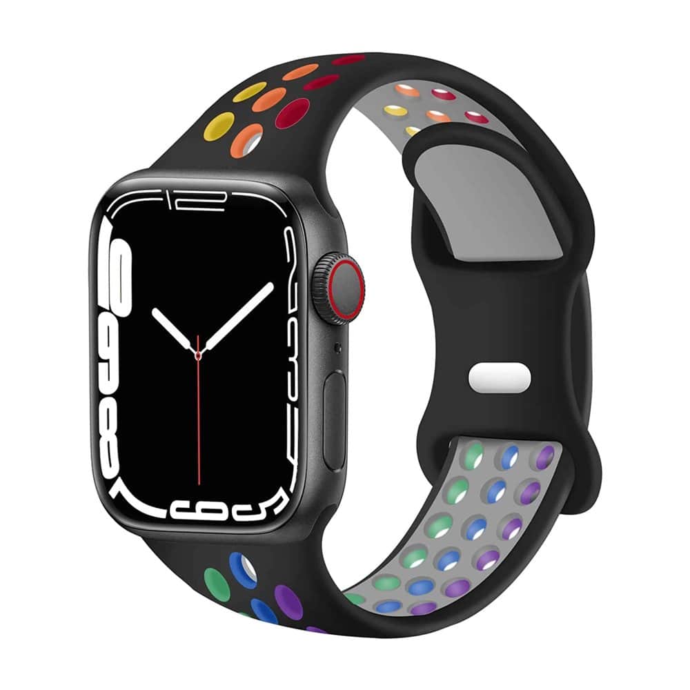 Silicone Strap for 42/44/45mm Apple Watch- Rainbow - Image 9