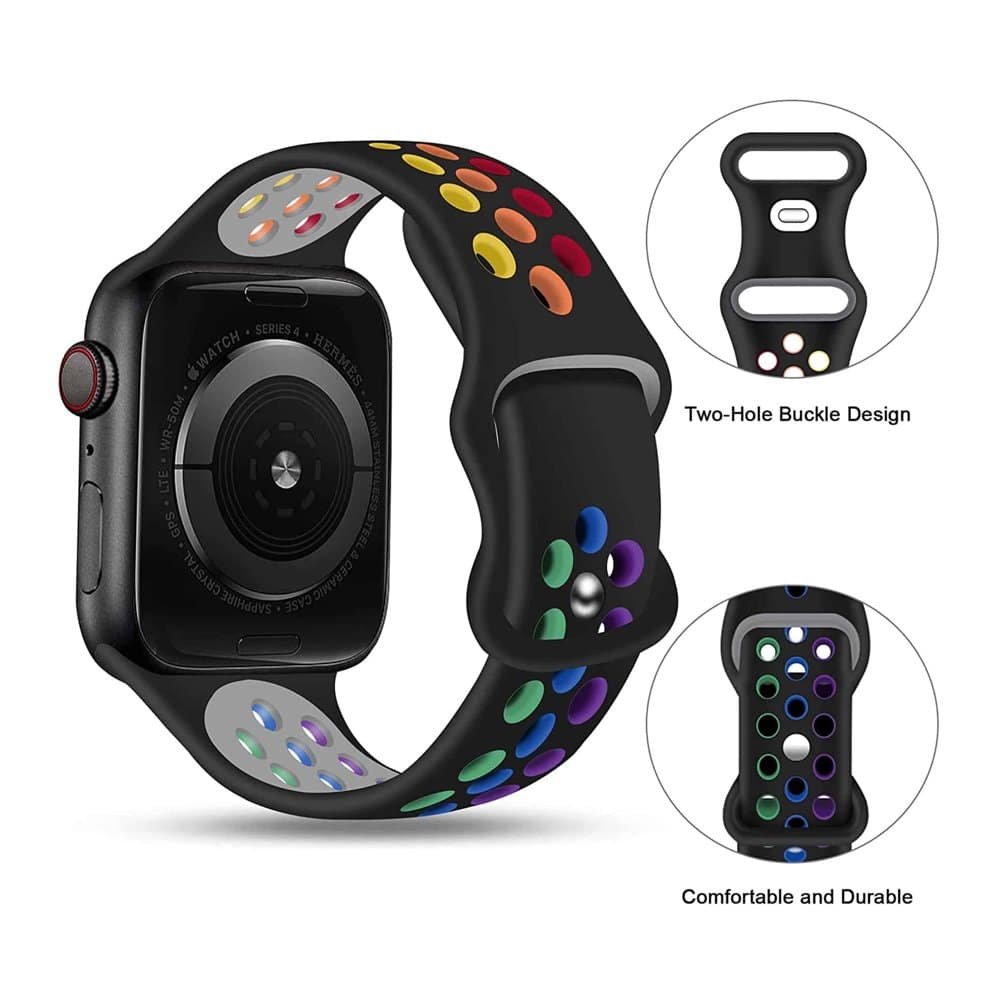Silicone Strap for 42/44/45mm Apple Watch- Rainbow - Image 10