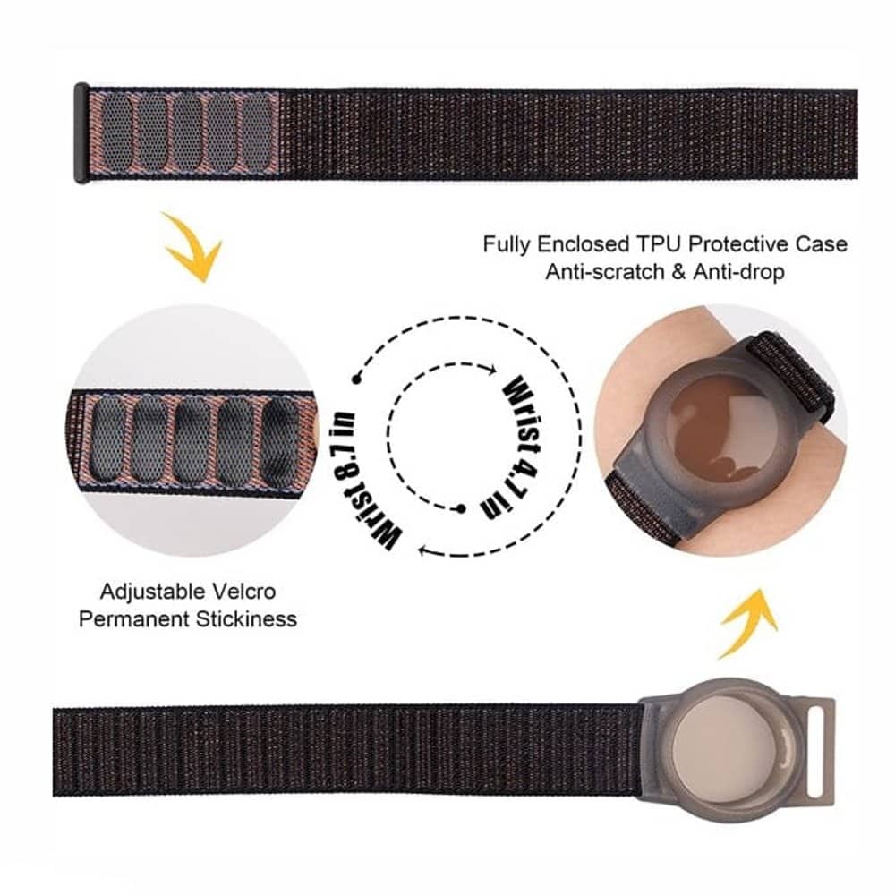 Toddlers/Kids Lightweight Nylon Band for Apple AirTag- Black - Image 4