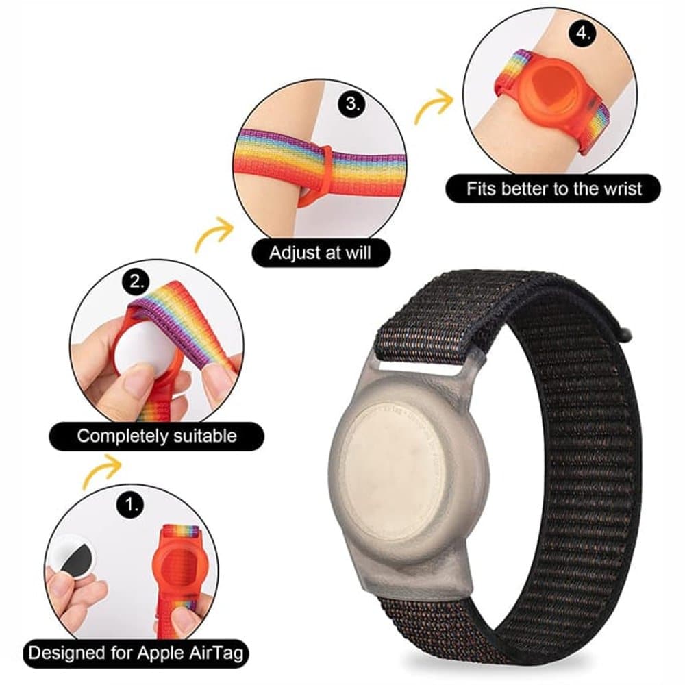 Toddlers/Kids Lightweight Nylon Band for Apple AirTag- Black - Image 5