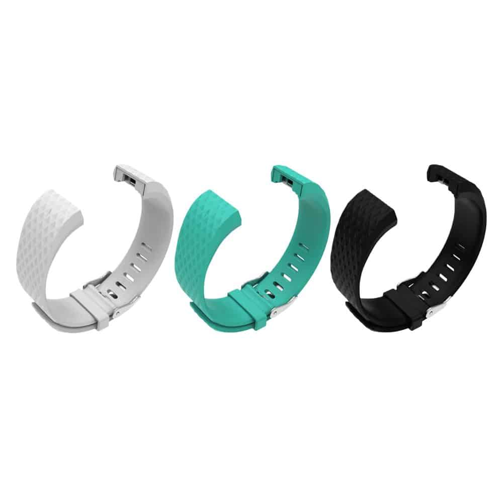 Fitbit Charge 2 Silicone Strap Combo /x3 (M-L) White, F.Blue, Black - Image 3