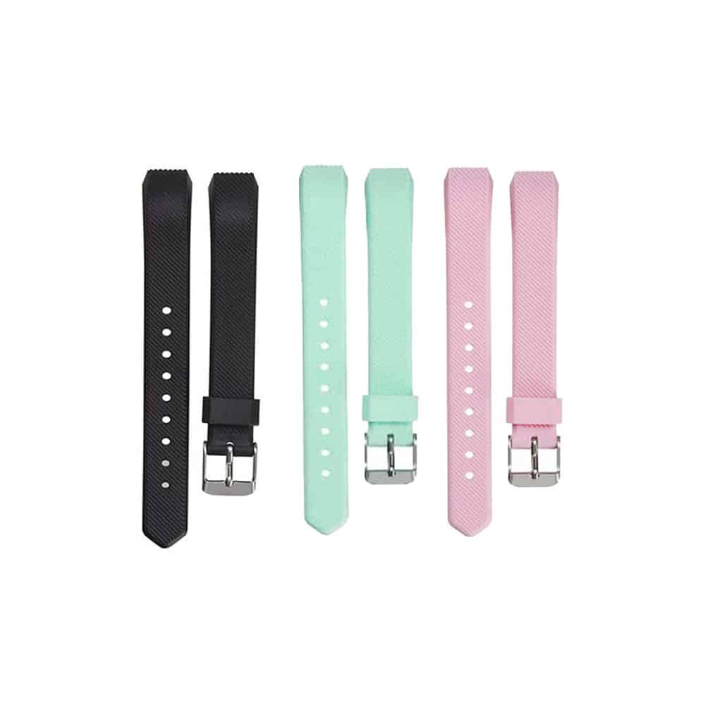 3-Pack Combo Silicone Strap for Fitbit Alta - Black ,Frost Blue & Pink, S/M