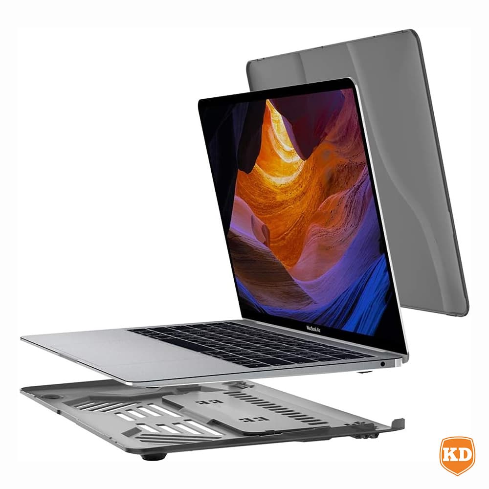 Laptop Hard Shell Case for MacBook Air 13.3 2018 (A1932)/M1 2020 Kickstand/Handle - Black - Image 5