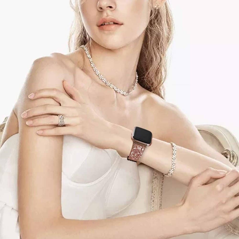 Fitbit Versa/2/Lite/SE Glittery Leather Strap (S-M-L) - Image 5