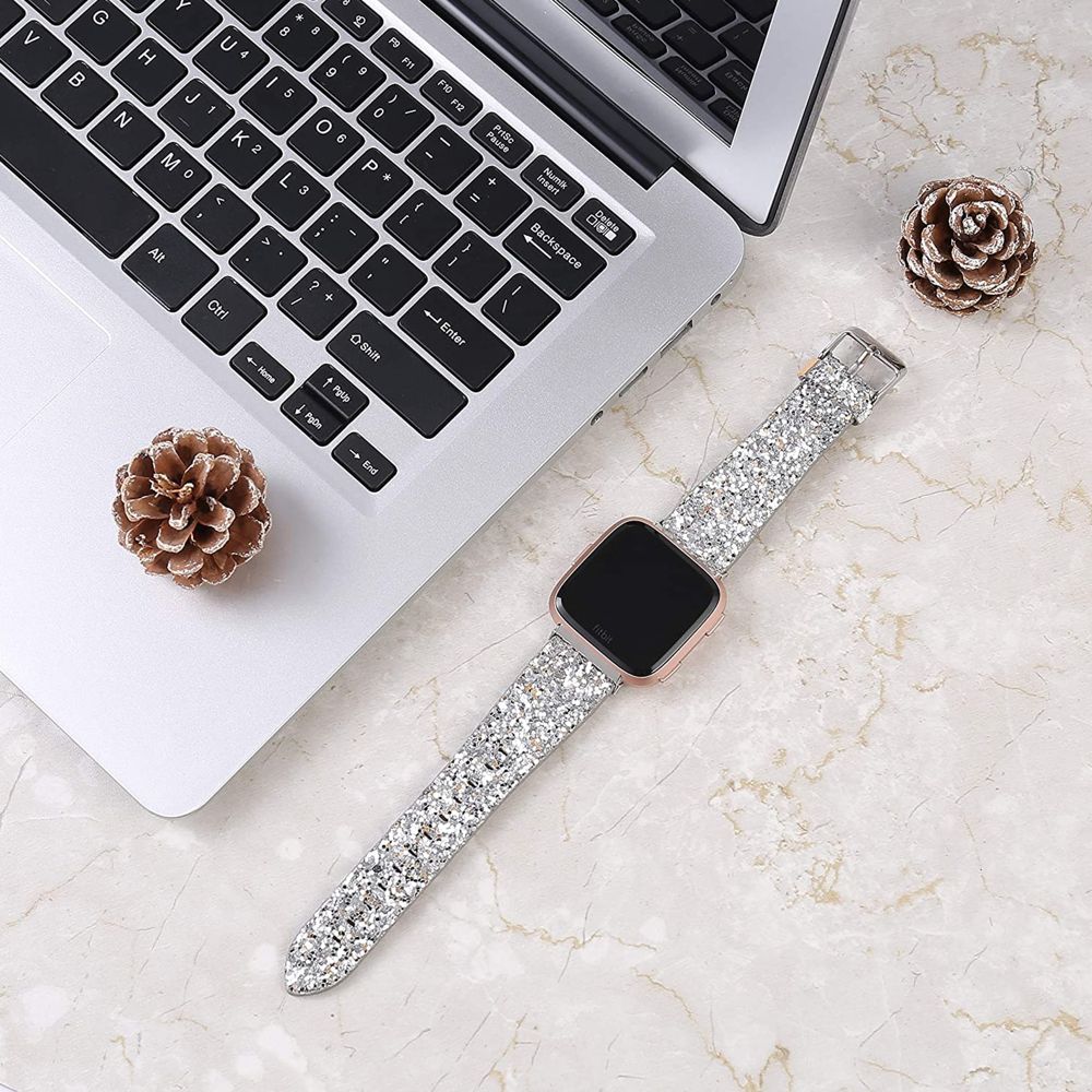 Fitbit Versa/2/Lite/SE Glittery Leather Strap (S-M-L) - Image 8