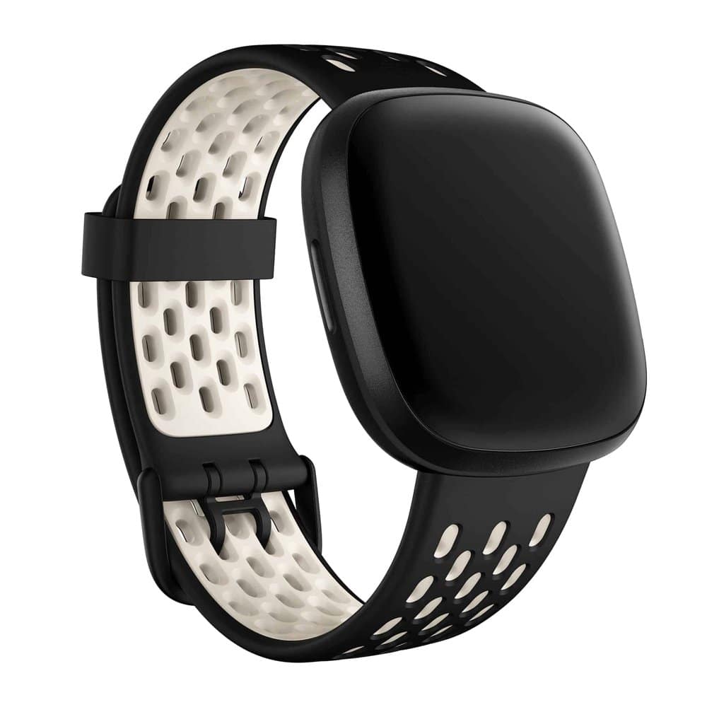 Fitbit Sense/Versa 3 Replacement Silicone Strap - Black + White - Image 3