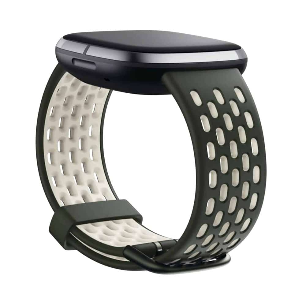 Fitbit Sense/Versa 3 Replacement Silicone Strap - Black + White - Image 4