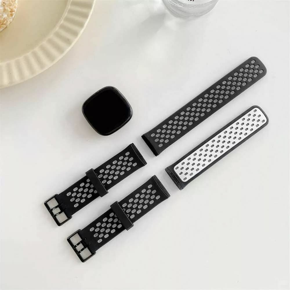 Fitbit Sense/Versa 3 Replacement Silicone Strap - Black + White - Image 9