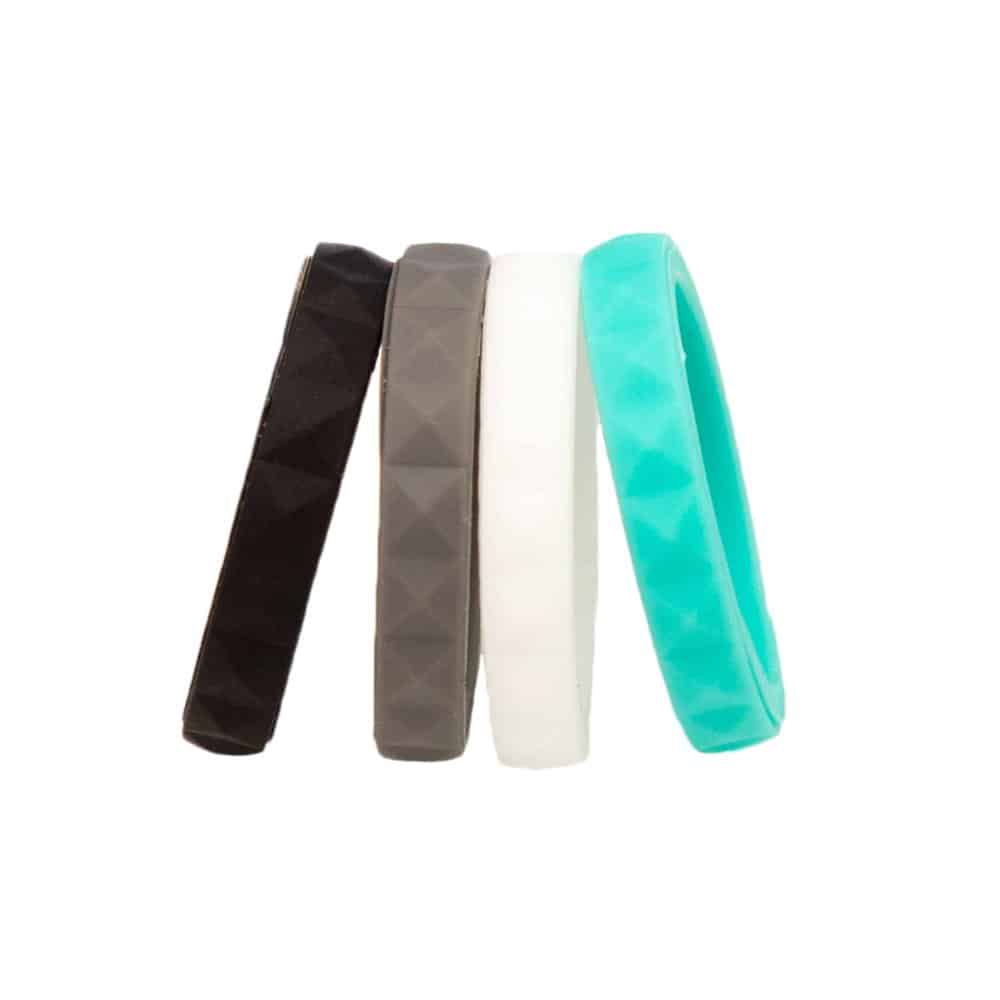 Wedding/Commitment/Exercise Stackable Colourful Silicone Ring Set (x4)