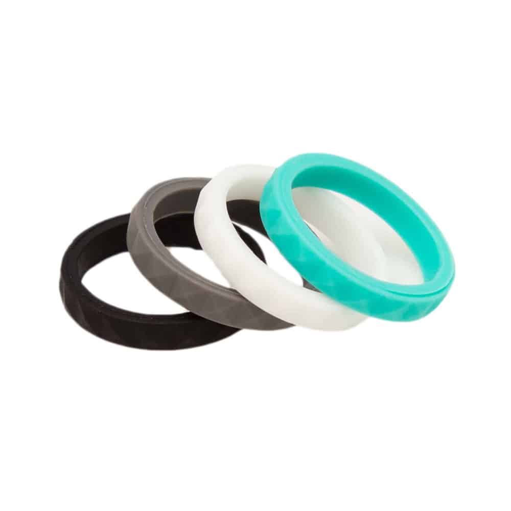 Wedding/Commitment/Exercise Stackable Colourful Silicone Ring Set (x4) - Image 3