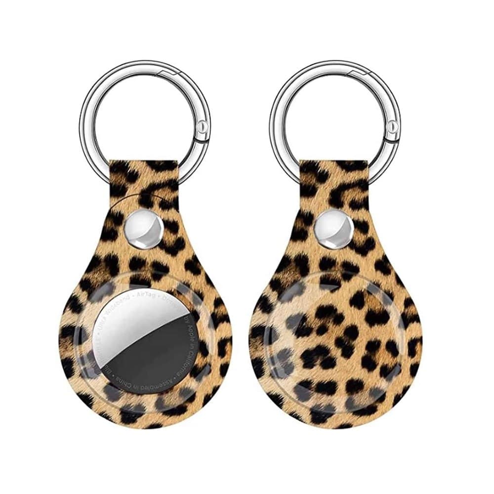 TPU Leather Keychain Ring Holder for Apple AirTag- Leopard - Image 3