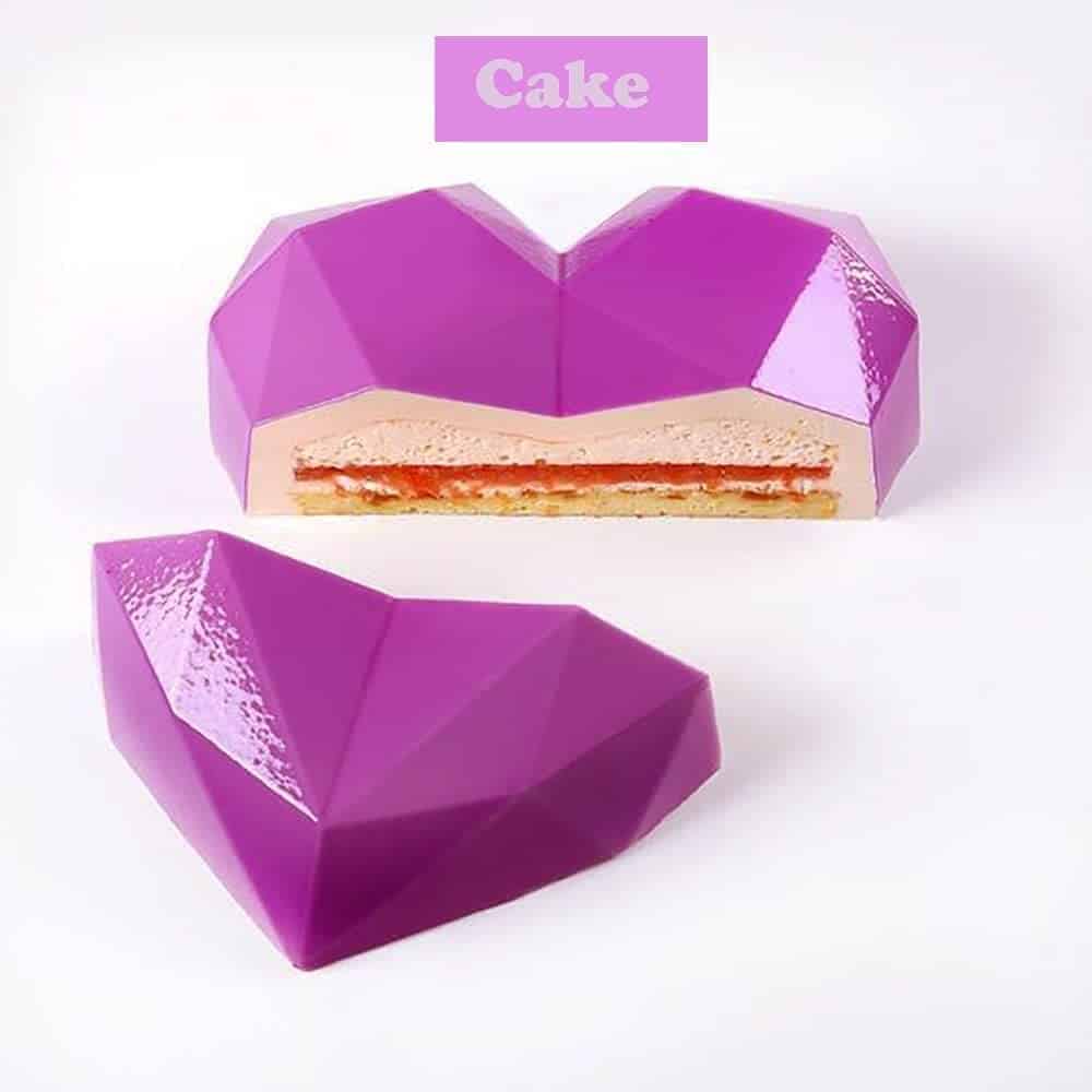 Dessert 3D Diamond Heart Shaped Silicone Baking Mould Set of 2 - Image 6