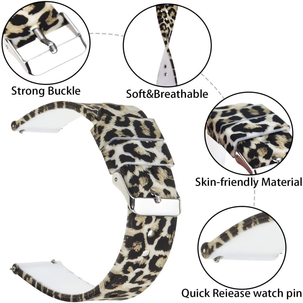 20mm Universal Watch Replacement Silicone Strap - Leopard Print (S-M) - Image 3