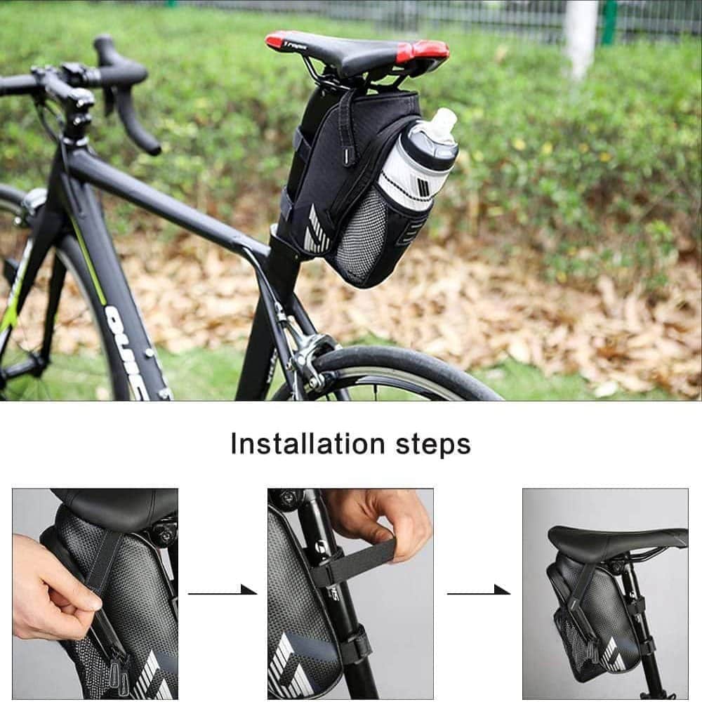 Cycling Road Bike Rear Saddle Bag with Water Bottle Pocket - Image 6
