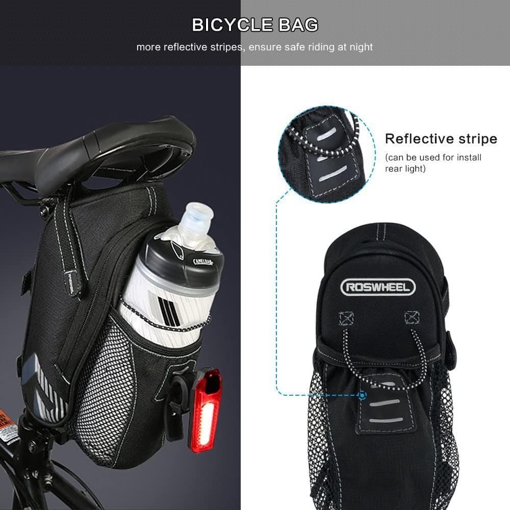 Cycling Road Bike Rear Saddle Bag with Water Bottle Pocket - Image 7