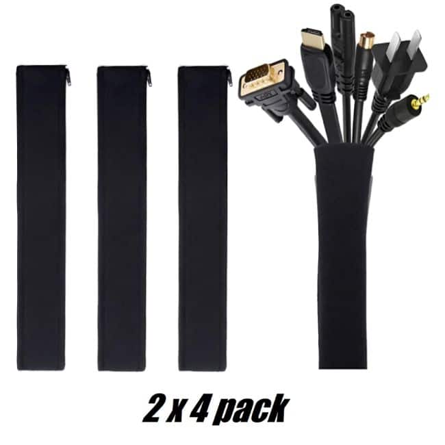 Home Office Electronic Cable Management Sleeve Organiser 4 Set - 2 PACK