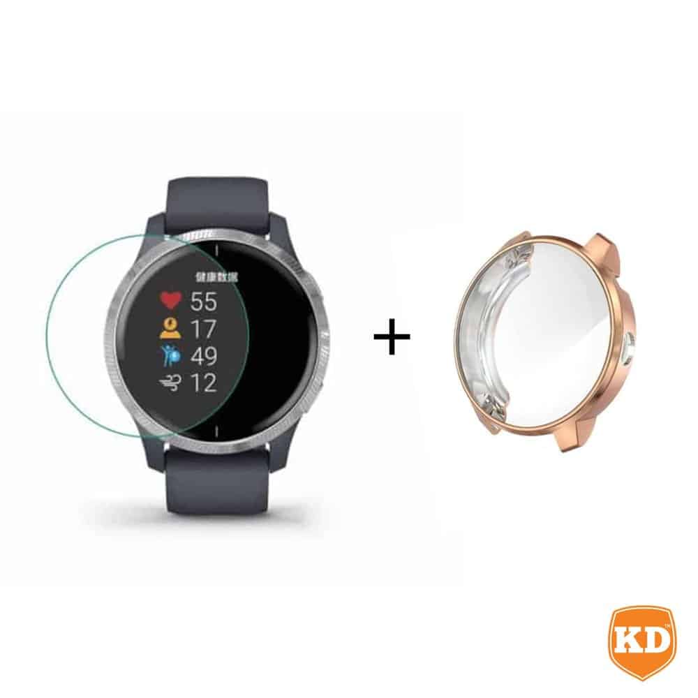 TPU Case & Screen Protector Combo for Garmin Venu - Rose Gold