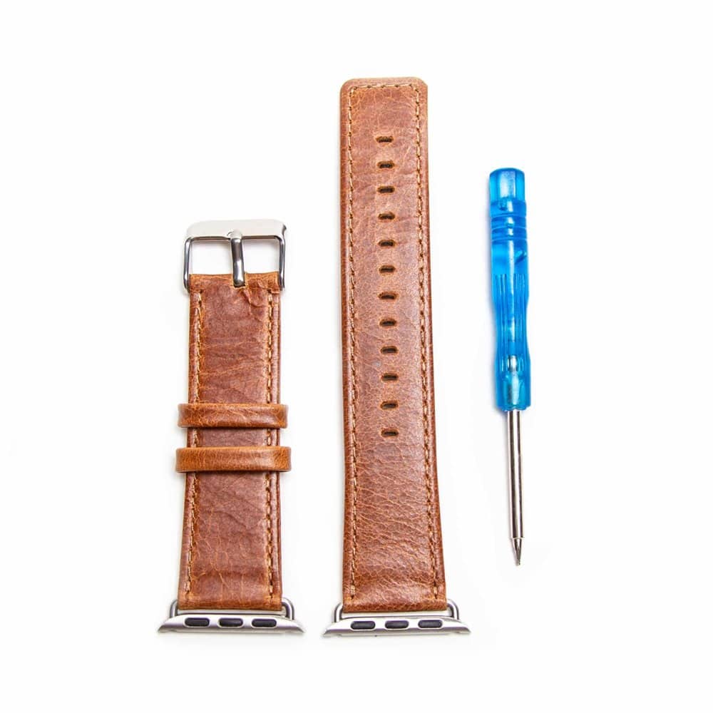 Genuine Leather Strap for 38/40/41mm Apple Watch - Light Brown