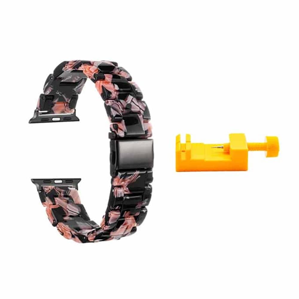 Resin Strap for 42/44/45/49mm Apple Watch & Tool - Rose in Black