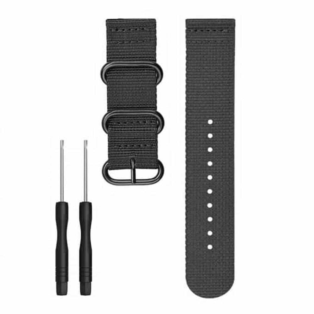 26mm Nylon Strap for Garmin Fenix 5X w/ Pins & Tool - Black