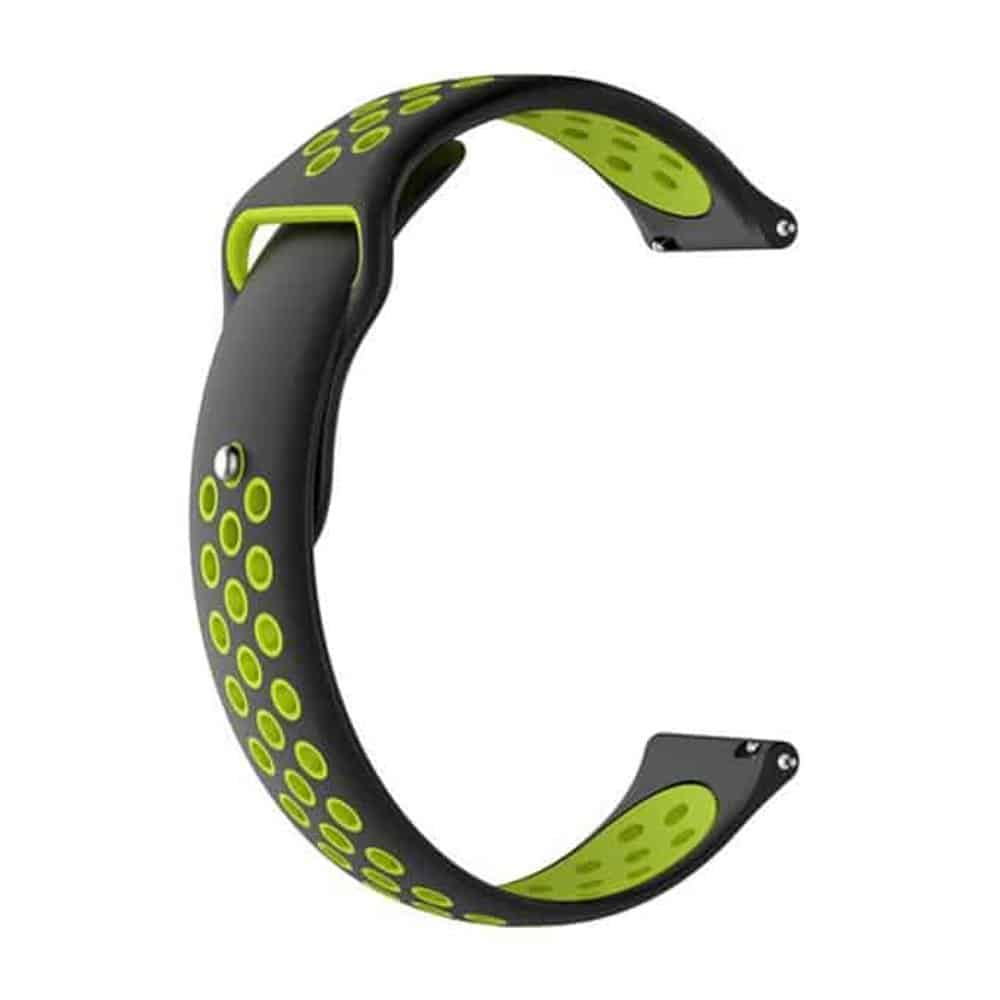 22mm Perforated Silicone Strap for Samsung Gear Sport - Black & Green