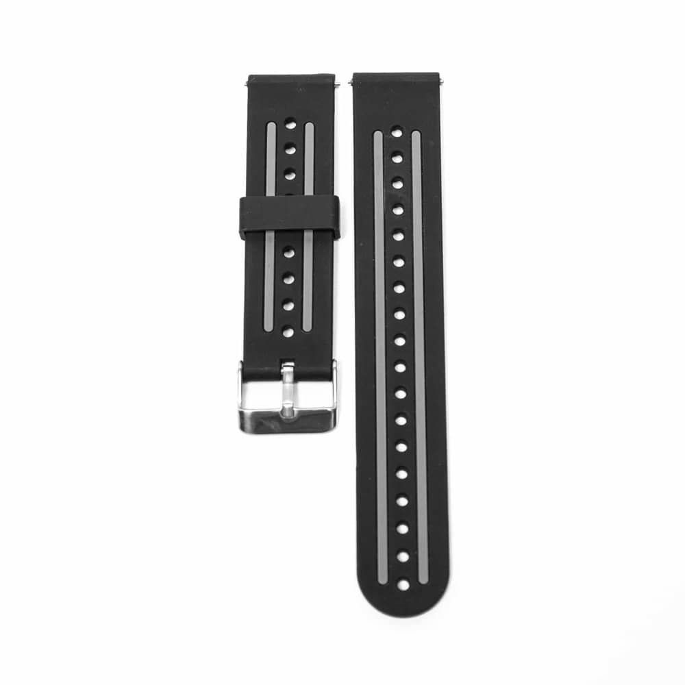 Striped Silicone Strap for Huawei GT Sport - Black & Grey