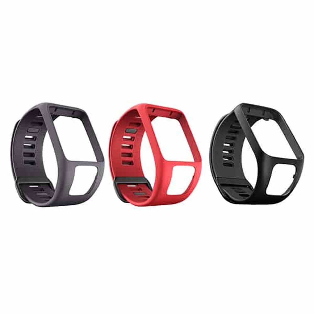 Premium Silicone Strap for TomTom Runner/Spark - Dark Grey ,Red & Black