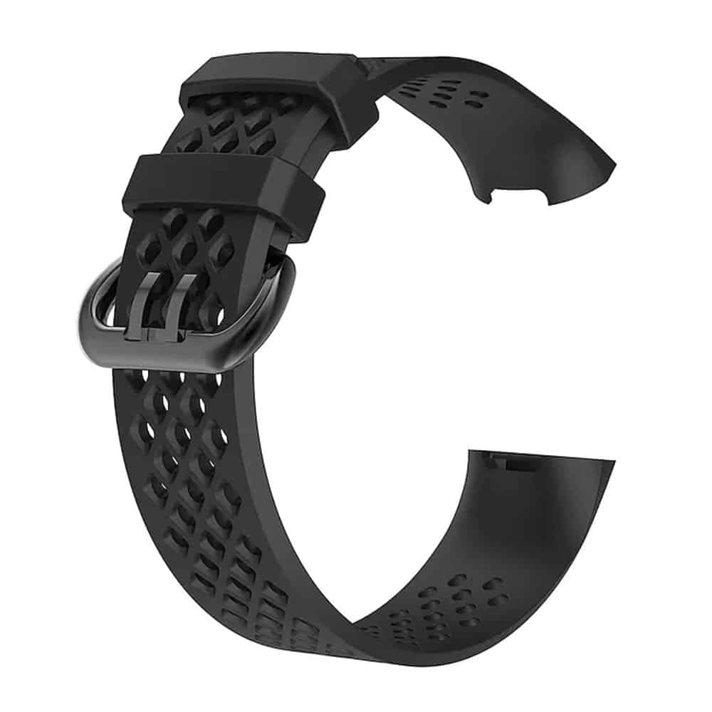 Sporty Silicone Strap for Fitbit Charge 4/Charge 3 - Black, M/L