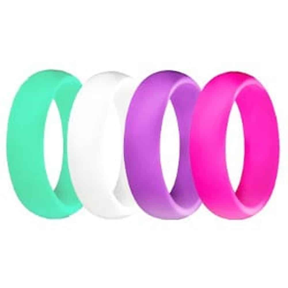 Colourful Wedding Exercise Silicone Ring- 5.7mm- Set of 4 - USA 9 RSA S